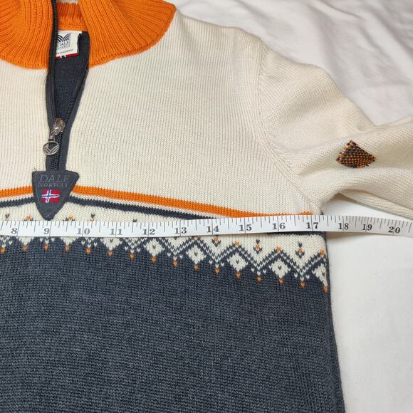 Dale of Norway Lahti Merino Wool Fair Isle 1/4 Zip Sweater Large Ski *Repaired - Picture 12 of 13